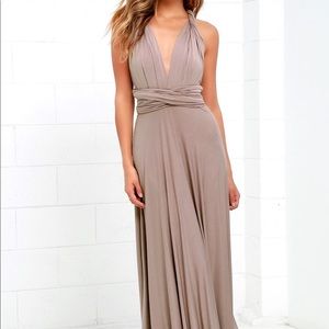 Tricks of the Trade Taupe Maxi Dress